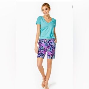 lilly pulitzer etta v neck top blue horizon